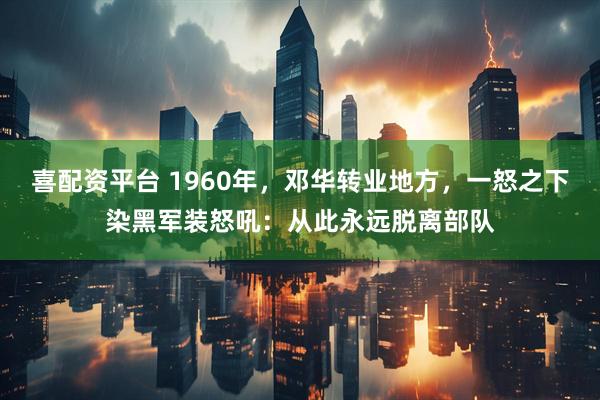 喜配资平台 1960年，邓华转业地方，一怒之下染黑军装怒吼：从此永远脱离部队
