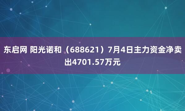 东启网 阳光诺和（688621）7月4日主力资金净卖出4701.57万元